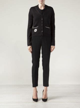 chanel cosmetic uniform black cardigan|Chanel flannel cardigan.